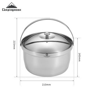 Campingmoon | CC-21 Thickened Stainless Steel Camping Pot Self Driving Picnic Stewed Rice Soup Pot Portable Outdoor Cooking Utensils New Style