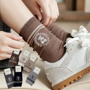SAB02 KAOS KAKI TINGGI SEBETIS WANITA & MOTIF BEAR SCHOOL SOCKS