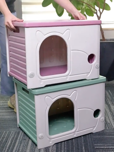 Outdoor and Indoor Cat House for Use Stackable Feral Cat Shelter Weatherproof for Small Pets Pet Cabinet Cat Nest