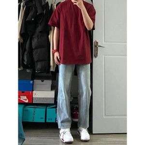 American Style Black Pure Cotton Mens T-shirt Short Sleeve Summer Casual Fashion Cleanfit 5 Half Sleeve Inner Wear OOTD