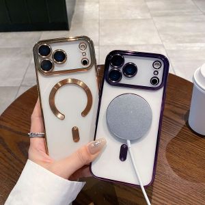 Plating Magnetic Case for iPhone 17 Pro Max 17 Air 17Pro Cover Clear Soft All-round Camera Protector Mag-safe Shell Phone Fundas