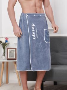Mens Bath Towel Set Absorbent No Shedding Magic Personality Wrap Large Size Trendy Brand Button Towel Set Home Textile
