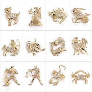 Elegant European Design Brooch Pin for Women Fashionable Versatile Lapel Flower Pin Stylish Suit Coat Accessory Zodiac Symbol