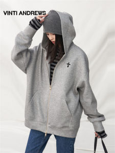 Versatile Loose Casual Hoodie with Dual Zipper Spaced Cotton