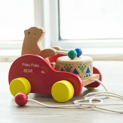Educational Wooden Walking and Pull Toy Baby Cart