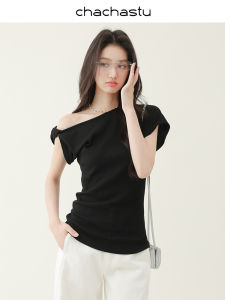 CHACHASTU | Áo Thun Đen Sành Điệu Dáng Ôm Off-Shoulder