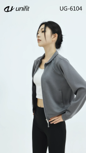 UNIFIT Polo Collar Full Zip Jacket for Women Cropped Versatile Jacket Casual Outerwear Everyday Fashion Top UG-6104