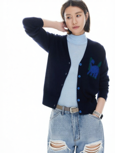 Embroidered Wool Blend Coat