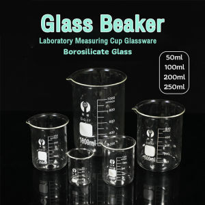 Digeo Glass Beaker 50/100/250/200ml Laboratory Measuring Cup Glassware For School Study Lab Glass Beaker S