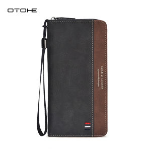 OTOHE Fashion Mens Wallet Long Wallet Soft PU Wallet Multi-Functional Wallet Retro Pattern Large Capacity Purse Multi-Card Position ID Credit Cards Holders Phone Bag Business Wallets Long Zipper Wallet