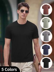 Áo Thun Nam Ngắn Tay Mùa Hè Màu Trơn Thể Thao Thông Thường Thời Trang Đa Chức Năng Thoải Mái Dệt Kim Polyester Jersey