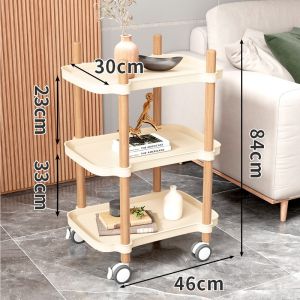 Silent Storage Trolley Solid Birch Wood Shelf