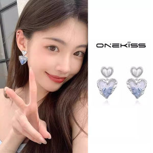 Fashionable Gradient Crystal Heart Shaped Earrings: Women's New Style All-Match Elegant Summer Ear Jewelry from Onekiss Brand