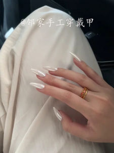 Aurora Pearl Handmade Wearable Nail Tips Waterproof Removable Wedding Nails Bright Color Series Chinese Origin Glossy Finish