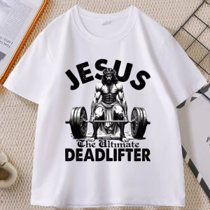 Sanrio | Jesus The Ultimate Deadlifter T Shirt Funny Christian Workout Weightlifting Gym Tee Women Cotton Short Sleeve Tshirts Clothing