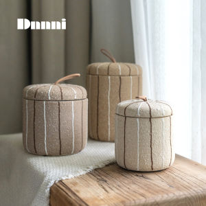Dnnni Wabi Sabi striped coarse pottery storage jar Hotel bedroom Cloakroom Jewelry box Storage of canned accessories