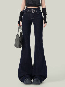 High Waist Bell Bottom Denim Jeans Womens Slim Fit Elastic Blue Jeans Retro Style Casual Travel Comfortable Autumn Pants