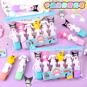 Mini Fluorescent Pen High Capacity Graffiti Notebook Marking Pen Creative Cute Cartoon Style Student Stationery 6 Colors