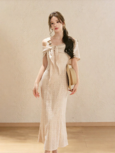 oshea | Đầm Knit Cổ U Không Tay Phong Cách Pháp