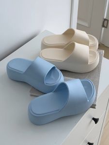 EVA Thick Heel Sandals Womens Summer Outdoor Fashion Simple Soft Bottom Flip Flops Beach Shoes Increased Height Strappy Sandals