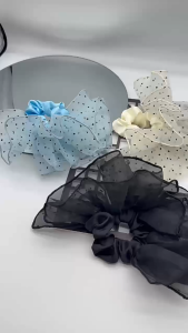 Ikat Rambut Scrunchie Polkadot Polos Wanita Kunciran Tille Jumbo Aksesoris Rambut HS KCR33