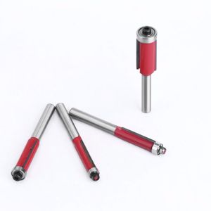 Mũi phay gỗ thẳng có bi mũi soi lấy nền Đỏ cốt 6.35mm -LUMBL