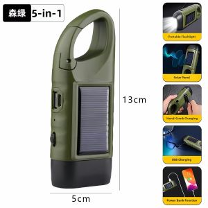 Portable Multifunctional Emergency Flashlight Hand-crank Solar Charging