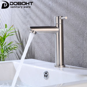DOBOHT SUS304 Stainless Steel Bathroom Sink Basin Single Lever Cold Basin Bib Tap Faucet CT108BSS