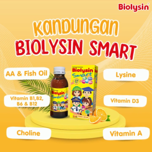 Biolysin Smart Suplemen Multi Vitamin Anak Cerdas Pintar Sehat AA Fish Oil Lysine BPOM Halal