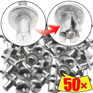 50Pcs Aluminum Alloy Expansion Rivets Hammer Drive Expansion Rivet Knock Type Stainless Steel Rod Screws Nails Fasteners Hardware Tool