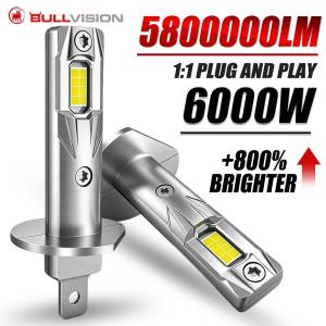 2Pcs H1 LED Headlight Bulb Mini 6000W 5800000LM CSP for Car Headlamp Fanless Light Auto Diode Fog Lamps 12V 6000K Automobile