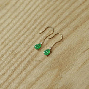 Ice Translucent Green Chalcedony Dangle Earrings For Prosperity and Peace