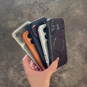 Luxury Carbon Fiber Magnetic Hard PC Case for IPhone Air 17 16 15 14 13 Pro Max IPhone17 ProMax for Magsafe Cooling Phone Cover