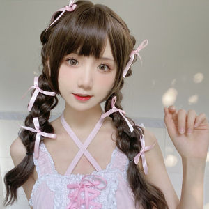 Japan and South Korea Girl Bow Side Clip Hairpin Twist Braid Double Ponytail Ins Ballet Style Barrettes Lolita Hairware