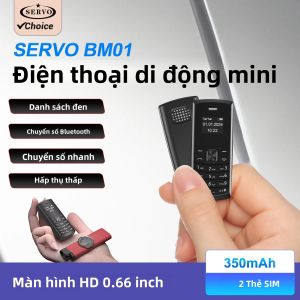 Điện Thoại Di Động Mini GSM SERVO BM01 2G Với 2 SIM Chức Năng Gọi Nhanh Giọng Nói Ảo Danh Sách Đen Đồng Bộ Bluetooth Ghi Âm Cuộc Gọi - Màu Đen