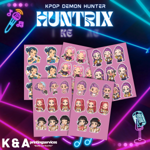 KPOP Demon Hunter - KISSCUT/UNCUT (Huntrix & Saja Boys Sticker Pack Waterproof) per SHEET