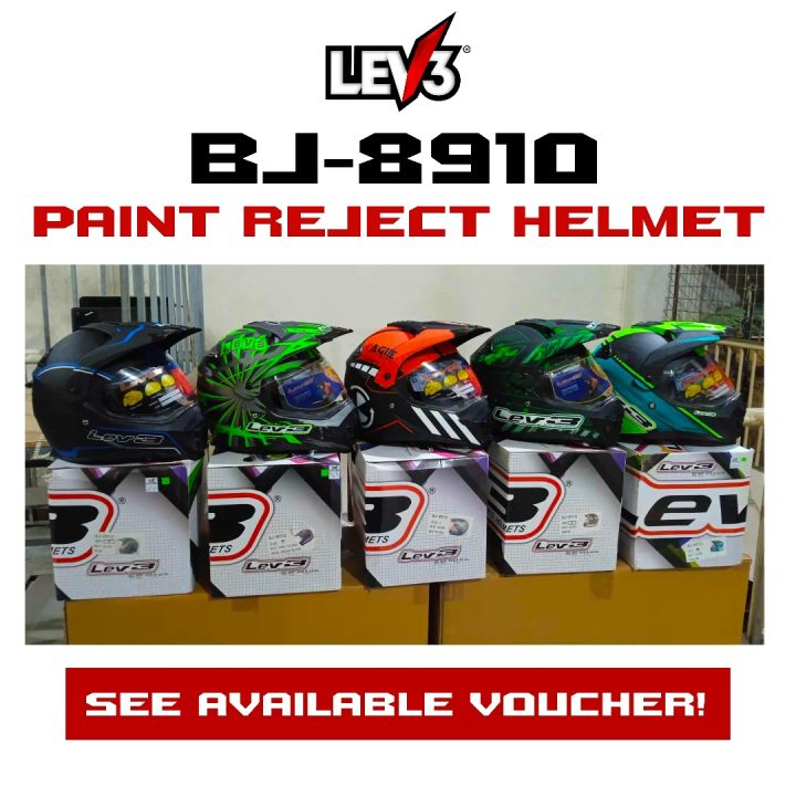 LEV3 BJ-8910 Dual Sport Motard Helmet - Matte [ PAINT REJECT ] Assorted ...
