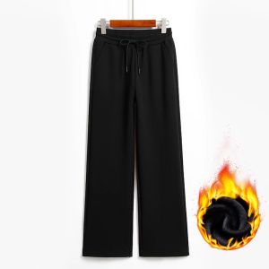 High Waist Wide Leg Pants Womens plus Size Black Casual Trousers Flattering Loose Straight Cut Comfortable Autumn Fashion
