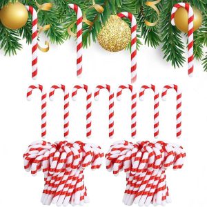 6Pcs Christmas Decoration Plastic Candy Canes Hanging Xmas Tree Pendant Ornaments for Home Decor Party New Year Gifts Accessory