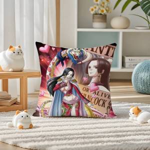 Bandai | One Piece Monkey D Luffy Anime Plush Pillow Cover Soft Short Plush Cushion Cover For Sofa Bedroom Home Decor Gift Decoration