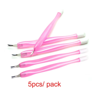 LINMANDA 5/10Pcs Nail Cuticle Trimmer Rubber Nail Cleaner Plastic Handle Cuticle Pusher Suitable for Nail Salons and Home DIY