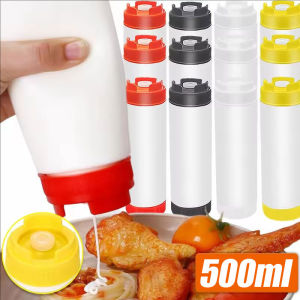YESPERY 16oz Double Ended Cruet Ketchup Salad Dressing Squeeze Bottle Large-capacity Sauce Mustard Dispenser Condiment Kitchen