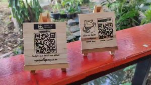 ป้ายไม้ คิวอาร์โค้ด คมชัด สแกนง่าย ติดชัวร์ ขนาด 12*12ซม.