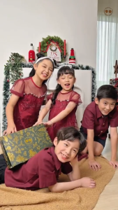 MARVES Maria Dress Baju Natal Anak Perempuan Bahan Tile & Furing Usia 1 hingga 14 Tahun