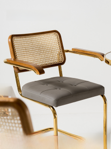 Nordic Style Wicker Backless Chair Soft Padded Dining Chair with Armrests Makeup Bench Retro Design Luxury Home Furniture