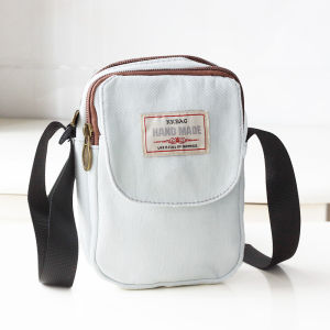 กระเป๋าใส่โทรศัพท์ผ้าใบแบบสะพายข้างสำหรับผู้หญิง ความจุขนาดใหญ่ น้ำหนักเบา กระเป๋าสะพายข้างแบบซิปสองชั้น กระเป๋าใส่โทรศัพท์แบบยาว