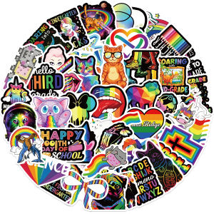 50Pcs Rainbow Doodle Animal Trinkets Stickers Decorative Graffiti Decal for Phone Luggage Laptop Bottles Scrapbook