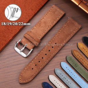 Genuine Suede Cowhide Watch Strap 18mm 19mm 20mm 22mm for Samsung Galaxy Watch 7/6/5 Watch Vintage Brown Quick Release Bracelets