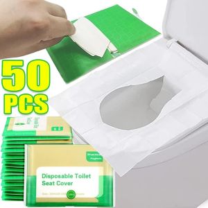 50Pcs Travel Portable Disposable Toilet Seat Cover Degradable Native Wood Pulp Bacteria-proof Toilet Seat Paper Mat