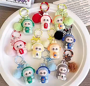 Cute Grain Flocking Keychain Plush Pendant Baby Pendant Creative Small Gift Pendant Bag Hanging Decoration